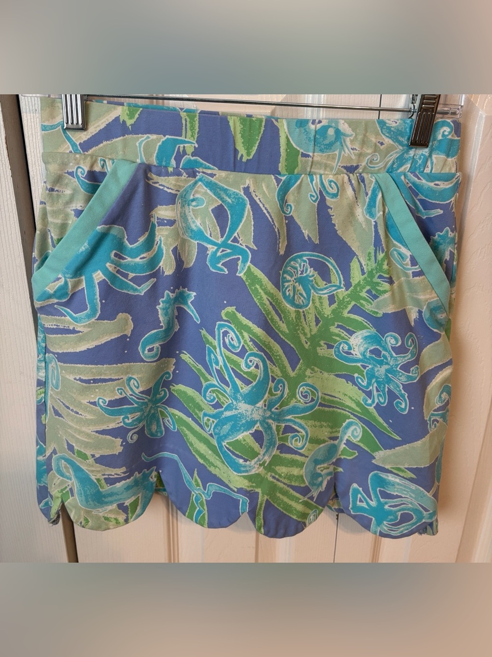 Ana Clare Ocean Animals Scalloped Hem Printed Skort -XS